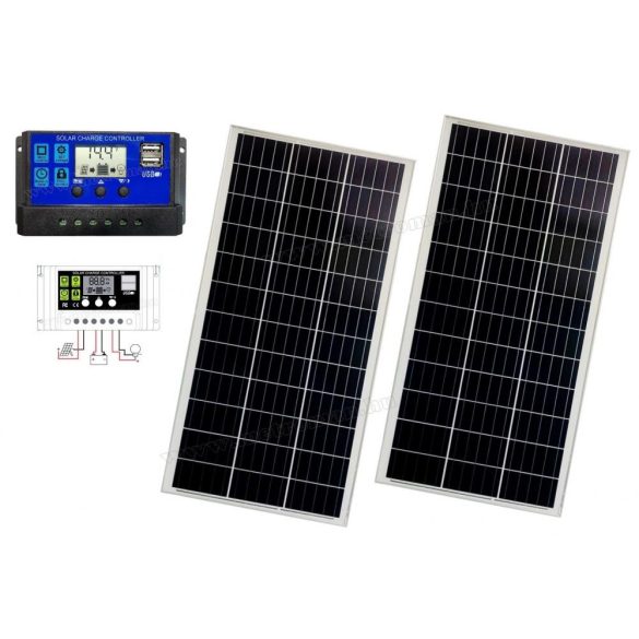 12V 2X140 Watt napelemes töltő szett töltésvezérlővel Poly Solar MPV-POLY-280W-PWM