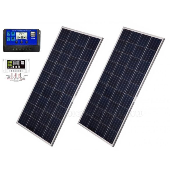 12V 2X180 Watt napelemes töltő szett töltésvezérlővel Poly Solar MPV-POLY-360W-PWM