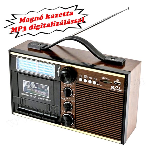 Retro táska rádió MP3 lejátszóval és kazetta digitalizálóval RRT 11B