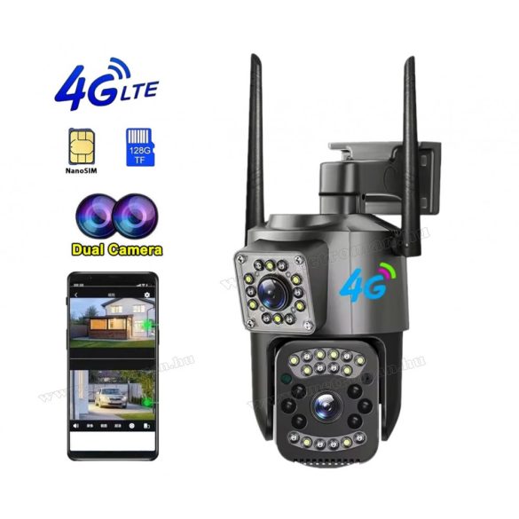 4G IP kamera, mobilnetes SIM kártyás kültéri biztonsági kamera MSC03-4G-EU-PTZ DUAL-CAM V380PRO