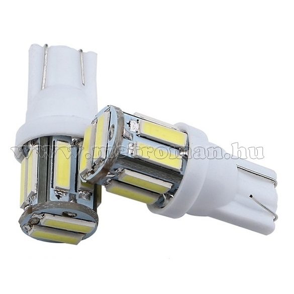 Autós LED izzó 10 db SMD LED-del fehér, T1010SMD7014F