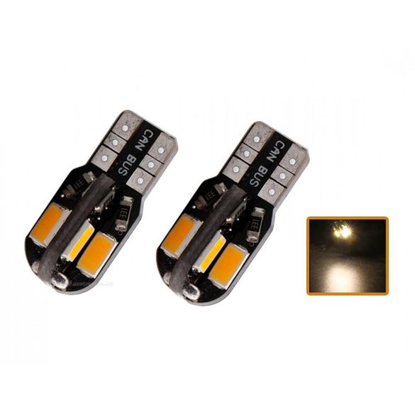 Autós LED izzó sárga, 8 db szuperfényes SMD LED-del, T108SMD5730LEDCANS