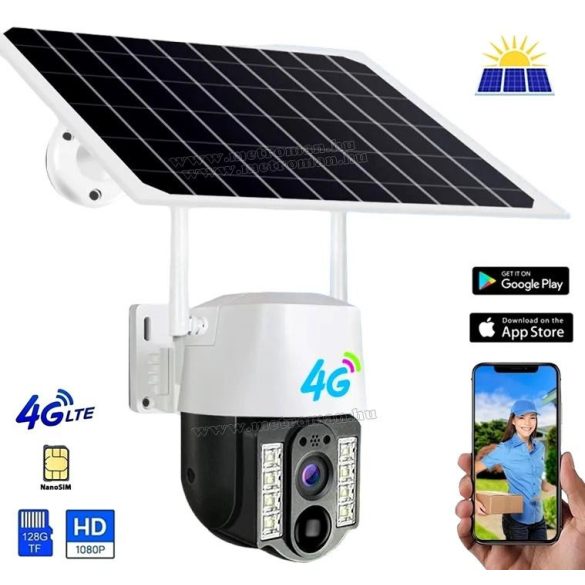 Napelemes 4G IP kamera, mobilnetes SIM kártyás kültéri biztonsági kamera MVC3-2MP-4G-PTZ-SOLAR V380PRO