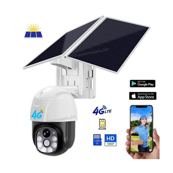 Napelemes 4G IP kamera, mobilnetes SIM kártyás kültéri biztonsági kamera MTVC8-2MP-4G-PTZ-SOLAR V380PRO