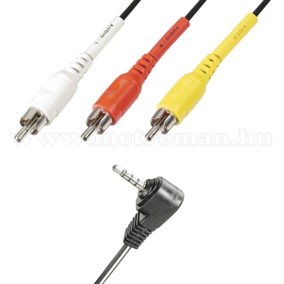 Videókábel, 4 pólusú 3.5 mm Jack dugó - 3 x RCA dugó, sztereó, 2 m VC20-2