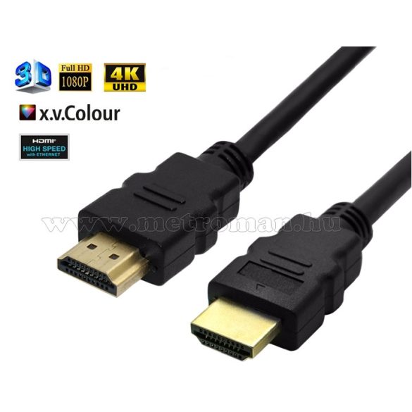 Nagysebességű HDMI kábel, aranyozott, 0,5 méter