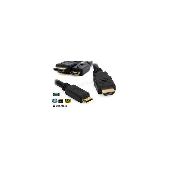 Nagysebességű HDMI - mini HDMI kábel, aranyozott, 3 méter