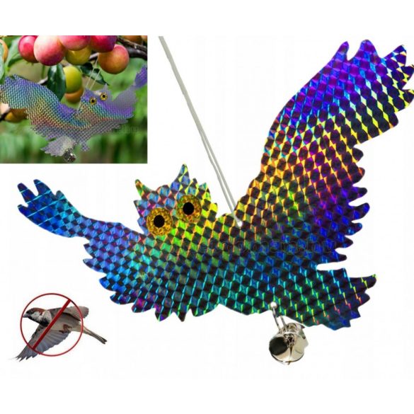 Fényvisszaverős repülő Bagoly alakú hologram madárriasztó, galamb seregély riasztó  