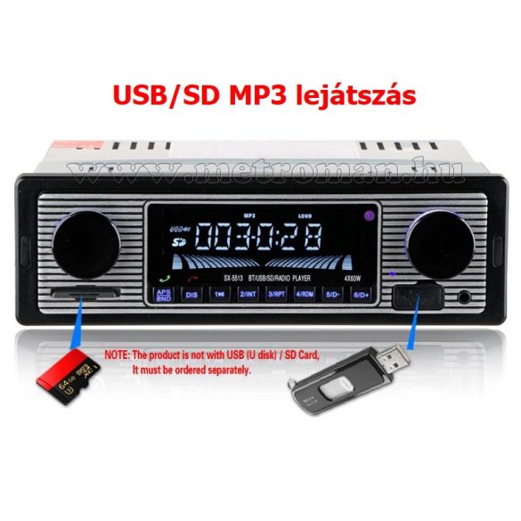 Retro autórádió USB/SD Bluetooth MP3 lejátszóval MX-5513BT 