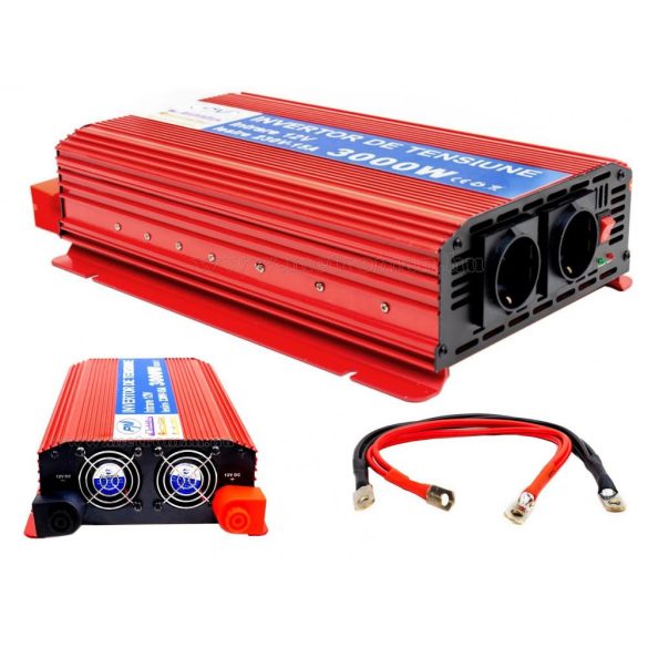 Nagyteljesítményű feszültségátalakító, inverter, 12/230V 3000 Watt PNI H3000W-12V