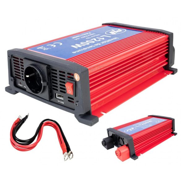 Feszültségátalakító, inverter, 12/230V 1200 Watt PNI L1200W-12V USB