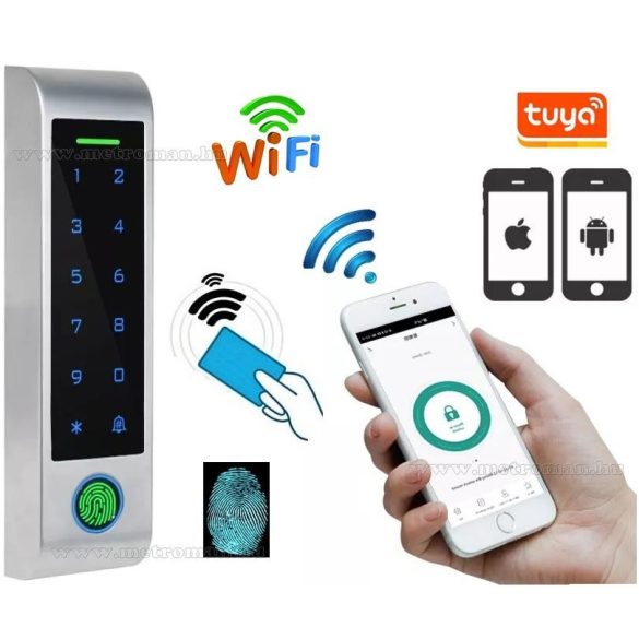 Ujjlenyomat olvasós Kódos Kártyás beléptető TuyaSmart WIFI távirányítással RFID-M4-WIFI-PRO-FP