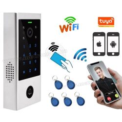   Android, iOS Okos IP Wifi kaputelefon és kártyás beléptető RFID-V1-WIFI TuyaSmart