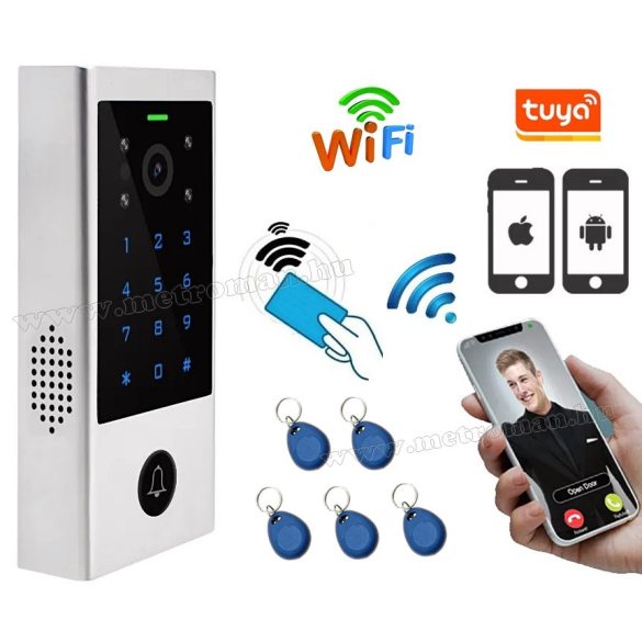 Android, iOS Okos IP Wifi kaputelefon és kártyás beléptető RFID-V1-WIFI TuyaSmart