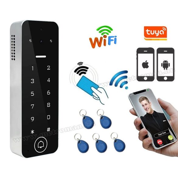 Android, iOS Okos IP Wifi kaputelefon és kártyás beléptető RFID-V4-WIFI TuyaSmart