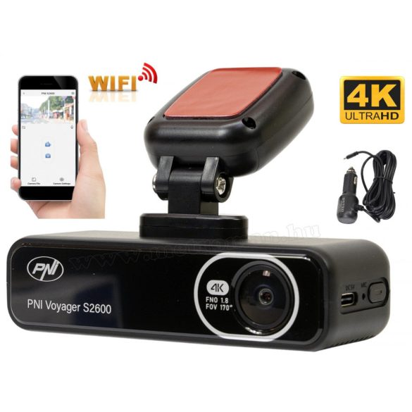 Nagyfelbontású autós 4K WIFI menetrögzítő kamera Voyager S2600-UHD-WIFI