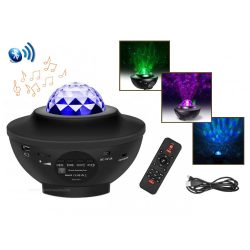   Hangulatos éjszakai fény RGB LED projektor Bluetooth USB MP3 lejátszó XK01BT