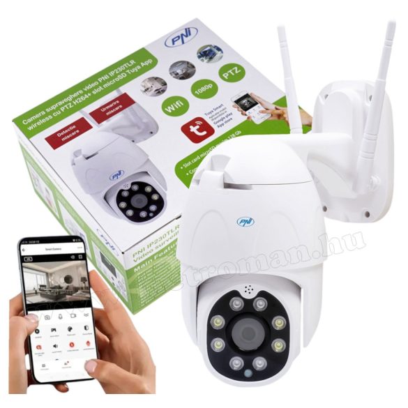 Vezeték nélküli Kültéri SD DVR Wifi IP Android iPhone megfigyelő kamera PNI MIP230-FHD-PTZ WIFI TuyaSmart